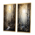thumbnail image 3 of Designart "Forest Tree Monochrome Moonlit Forms II" Art Mural Encadré Monochrome Ensemble de 2 - Toile Encadrée Florale Dorée pour Décoration de Salon, 3 of 6
