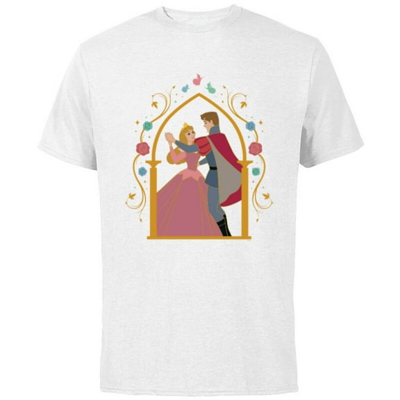 Disney Princess Sleeping Beauty 65th Anniversary Love Dance - Short Sleeve Cotton T-Shirt for Adults - Customized-White