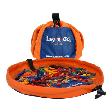 Lay-n-Go LITE (18") : Orange Activity Play Mat, Drawstring Toy Storage Bag, Gift for Kids Boys Girls, Art Supplies, Back to School