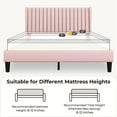 thumbnail image 6 of Topeakmart Upholstered Platform Bed Frame with Channel Tufted Headboard, Queen, Pink, 6 of 7