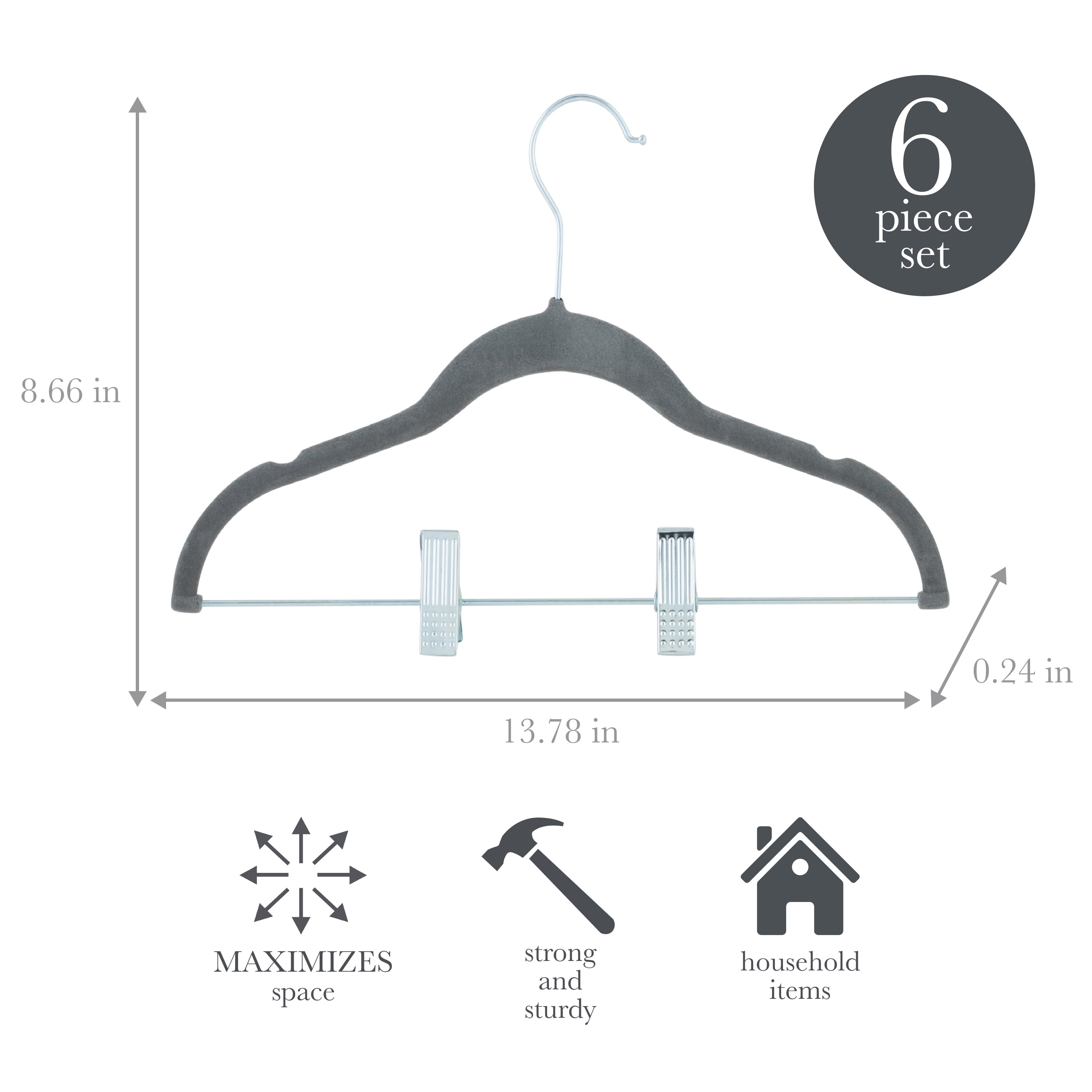 Simplify 24 Pack Children's Velvet Hangers in Grey
