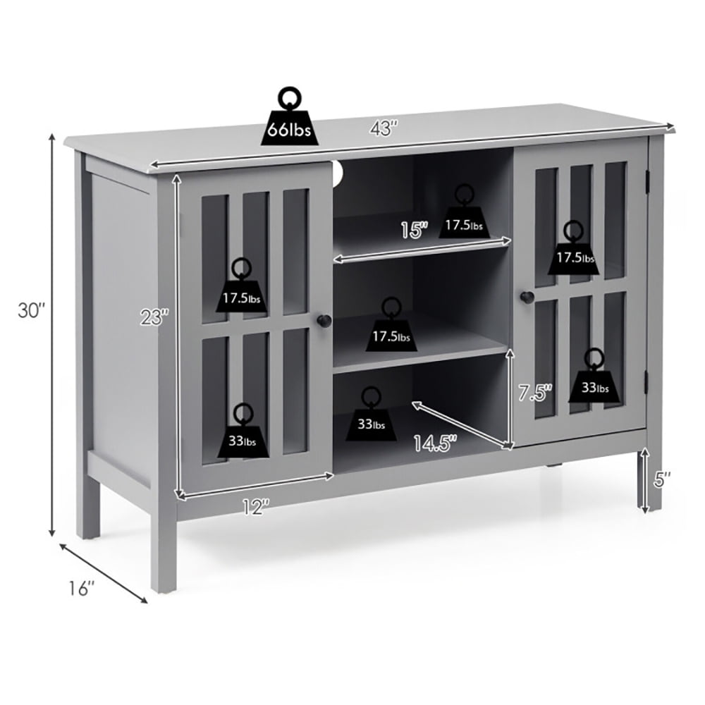Finihen TV Stand, TV Cabinet, Wooden TV Stand Console Cabinet for 50 Inch TV, Media Entertainment Center with Storage, for Living Room, Bedroom, Gray