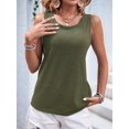 thumbnail image 4 of Womens Loose Fit Casual Flowy Tank Tops Crew Neck Trendy Sleeveless Summer Tops Clothes Green L, 4 of 9