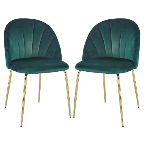 Modern Green- black dining chair (set of 2 ) with iron tube golden legs
