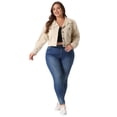 thumbnail image 3 of DARING DIVA Women's Plus Size Button Down Long Sleeve Shacket Jacket 1X Apricot, 3 of 6