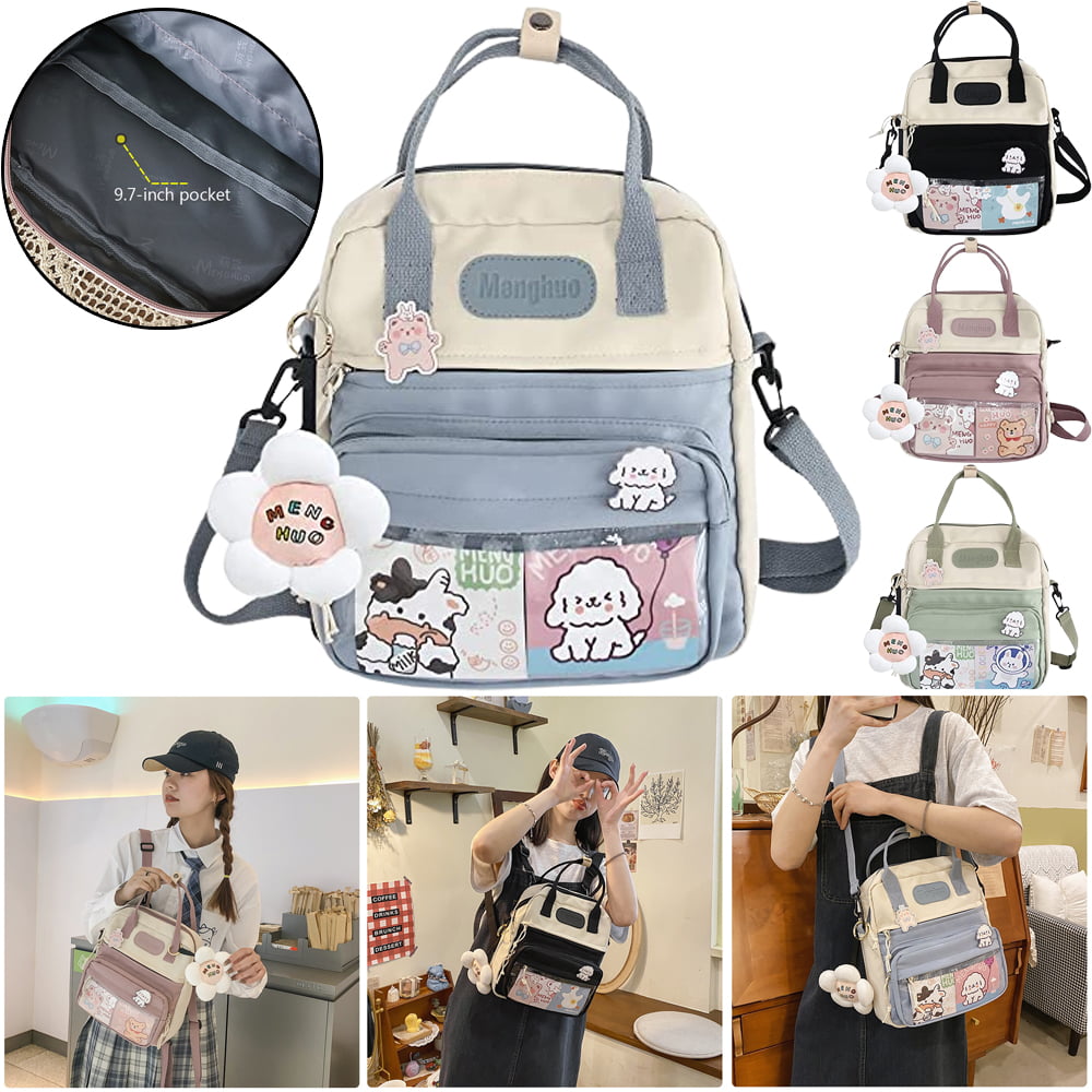 Multifunctional Japanese Style Kawaii Backpack Nylon Shoulder Bag School  Girls Tote Bag Crossbody Bag Large-capacity School Bags 