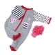 thumbnail image 3 of Juego de 2 Piezas de Mamelucos a Rayas con Diadema para de 22 a 23 Pulgadas con Apariencia Completa Zulema Traje de la venda de los mamelucos de la muñeca, 3 of 8
