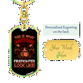 thumbnail image 3 of Awesome Firefighter Looks Like Stainless Steel or 18k Gold Premium Swivel Dog Tag Keychain, 3 of 10