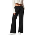 thumbnail image 2 of Levmjia Women Wide Leg Pants Stretch Solid Color Fabric High Waisted Elastic Waistband Casual Work Office Trousers Lightweight Wrinkle Resistant Travel Yoga, 2 of 9