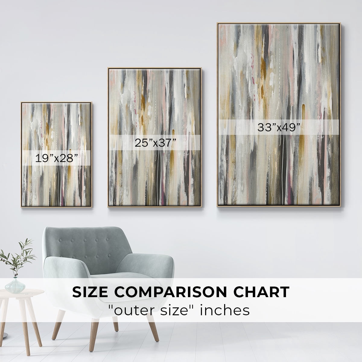Color Ripple Framed Premium Gallery Wrapped Canvas - Ready to Hang - 27 x 41 - Natural Wood Floating Frame