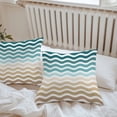 thumbnail image 7 of Waterproof Throw Pillow Covers Set of 2, 26x26 Inch Teal Brown Ombre Decorative Pillowcases Outdoor Pillow Slip Cushion Covers Set for Couch Tent Modern Gradient White Geometric, 7 of 7