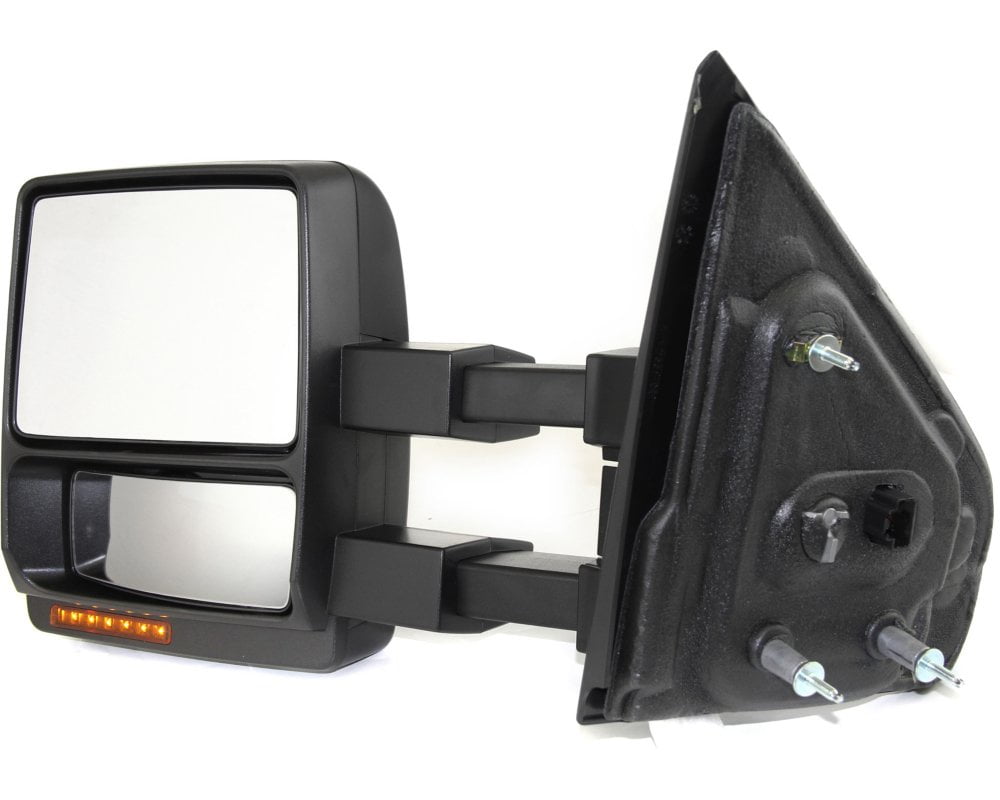 Kool Vue Towing Mirror Compatible With 2007-2014 Ford F-150 Left Driver Side Heated w/ Blind Spot Corner Glass In-housing Signal Light Paintable Kool-Vue