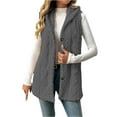 thumbnail image 2 of Cyglowse Sherpa Fleece Jacket Women Sleeveless Fuzzy Vest with Hood Plus Size Soft Warm Outerwear Button Fall Winter Coats Gray XL, 2 of 6