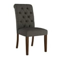 thumbnail image 3 of Weston Home Lottie Chic Dark Gray Linen Button Tufted Dining Chair (Set of 2), Brown wood finish, 3 of 8