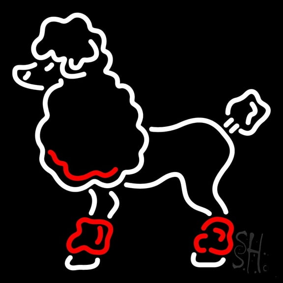 Poodle LED Neon Sign 16" Tall x 16" Wide - inches Black Square Cut Acrylic Backing, with Dimmer - Premium built indoor Sign for Club, Home décor, Event, Workshop, Storefront.