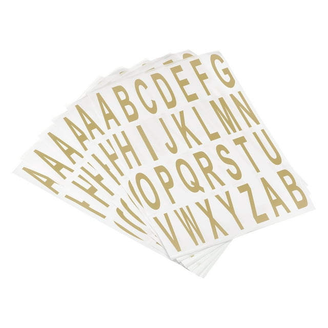 Unique Bargains Letters Stickers Gold Tone Alphabet Sticky Letter Label PVC Vinyl for Mailbox Address Window Door, Pack of 10
