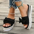 thumbnail image 6 of Slides for Women Cute Bow Tie Knot On Top Strap, Comfy Slip On Open Toe Flat Sandals Casual Summer Beach Walking Slippers Black Women Sandal, 6 of 8