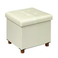 thumbnail image 6 of PINPLUS Storage Ottoman, Ottoman Cube with Tray& Wood Legs, Footstool with Storage for Bedroom Living Room Dorm, White 15 x 15 x 15.7 Inches, 6 of 9