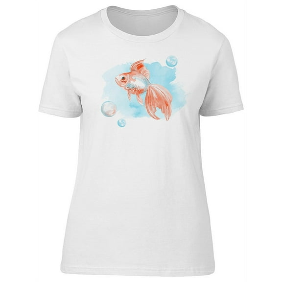 Cool Watercolor Fish Sketch T-Shirt Women -Image by Shutterstock, Female Medium