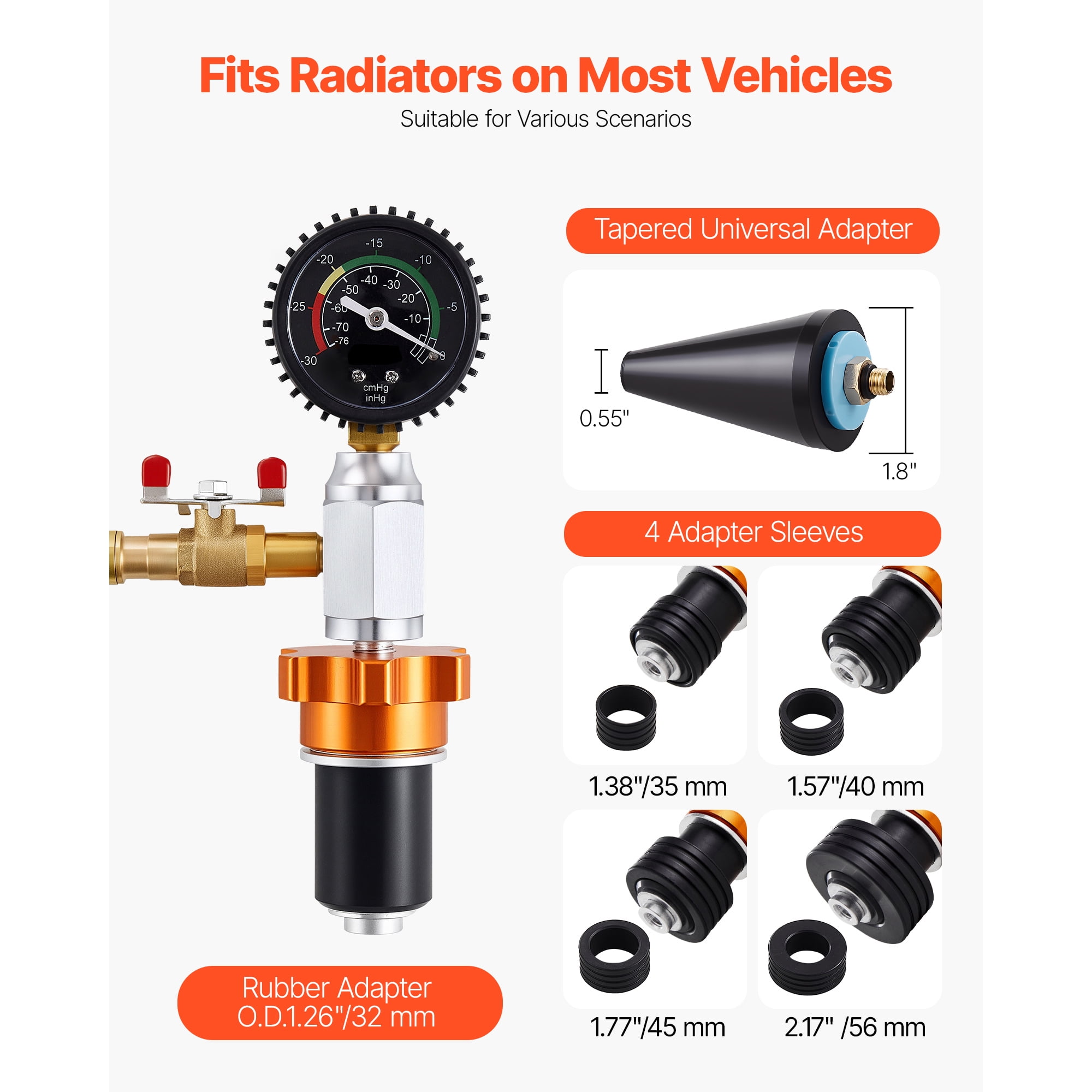 KFFKFF Radiator Vacuum Refill Kit, Automotive Cooling System Vacuum and Purge Tool with Gauge, Portable Coolant Filling Kit with Toolbox, Compatible with Most Cars, Vans, SUVs, and Trucks