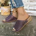 thumbnail image 3 of IUJSOY Womens Retro Printed Wedge Slides Sandals Open Toe Arch Support Summer Casual Shoes, 3 of 9