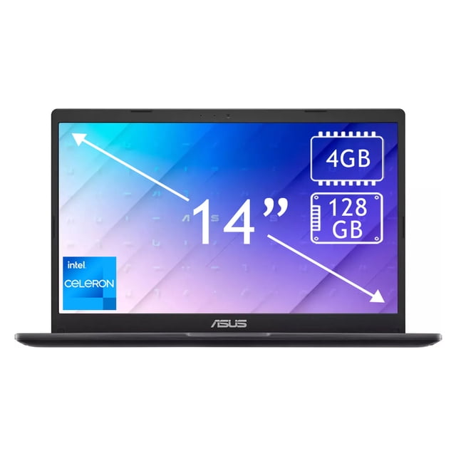 Laptop Asus E410KA 14" Celeron 4GB 128GB Negro