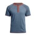 thumbnail image 5 of Henley Shirts for Men Summer Raglan Short Sleeve Color Block Casual Loose T-Shirts Lightweight Basic Tees, 5 of 5