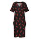 thumbnail image 4 of Vestido holgado con bolsillos y lunares en rojo oscuro, vestidos de mujer para ocasiones especiales, vestido largo, 4 of 7