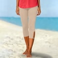 thumbnail image 4 of Usloyux Women's Capri Leggings Stretch Yoga Pants with Elastic Waistband Casual Workout Activewear Bottoms, Beige L, 4 of 8
