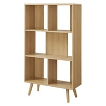 Bookcase Book Shelf Rack, Brown Oak, Wood, Living Kitchen Cafe Bistro Hospitality Restaurant, Modern Contemporary HB35908