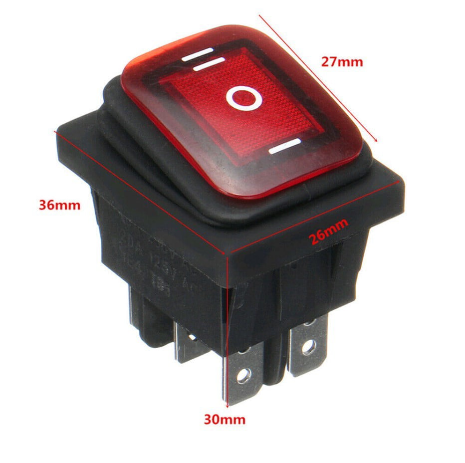 5x 3 Position On-Off-On 6Pin DC 12V Car Boat Toggle LED Rocker Switch Latching