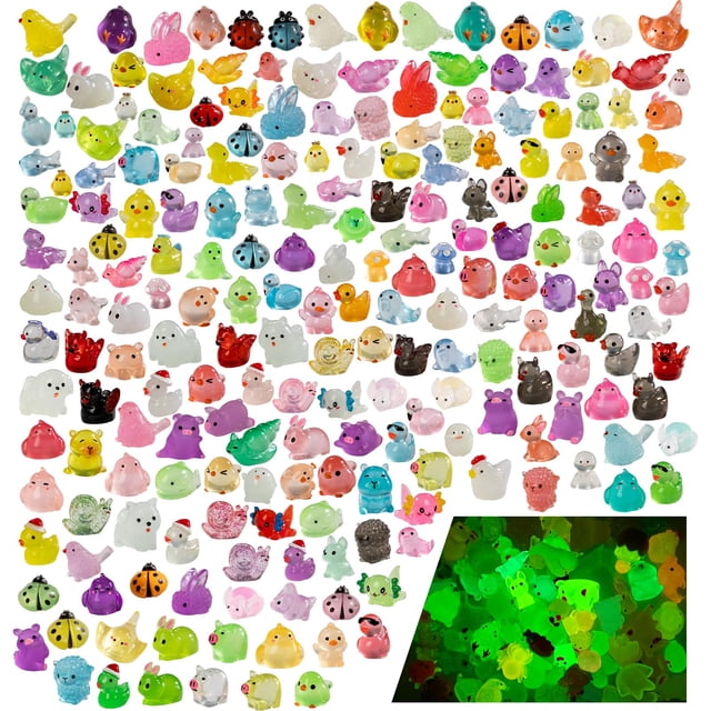 Minifiguras de animales de resina Teenzee, 210 unidades, para jardín de hadas