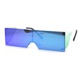 thumbnail image 1 of SA106 Mirrored 80s Retro Squared Rectangle Side Visor Robotic Sunglasses White Teal, 1 of 4