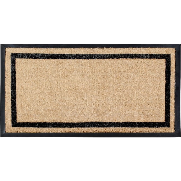 A1 Home Collections Plain Brown/Black Rubber and Coir Outdoor Doormat For Entrance, 24 in x 48 in