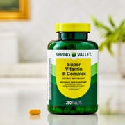 Spring Valley Super Vitamin B-Complex, 250 Count, Dietary Supplement Tablets for Metabolism Support