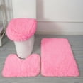 thumbnail image 2 of Absorbent Non-Slip Pink Bathroom Rugs 3 Piece Set, Microfiber Bath Mats with U-Shaped Toilet Cover and Door Mat, Tapetes para Baño, 2 of 5