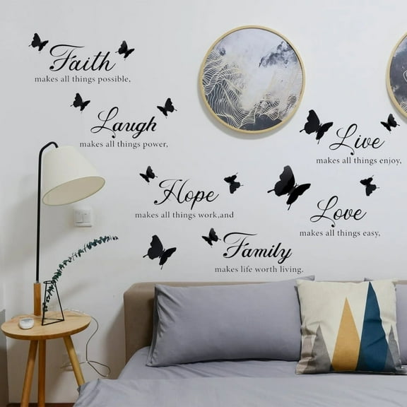 AEVXKHI Wall Stickers,Wall Decals DIY Art Quote Words Home Decor,Butterfly Wall Art Stickers for Home