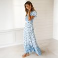 thumbnail image 3 of Vintage Clothing Women's Floral Maxi Dresses Boho Button Up Split Summer Casual Long Dress Beach Party Dress, Sizes S-2XL, 3 of 5