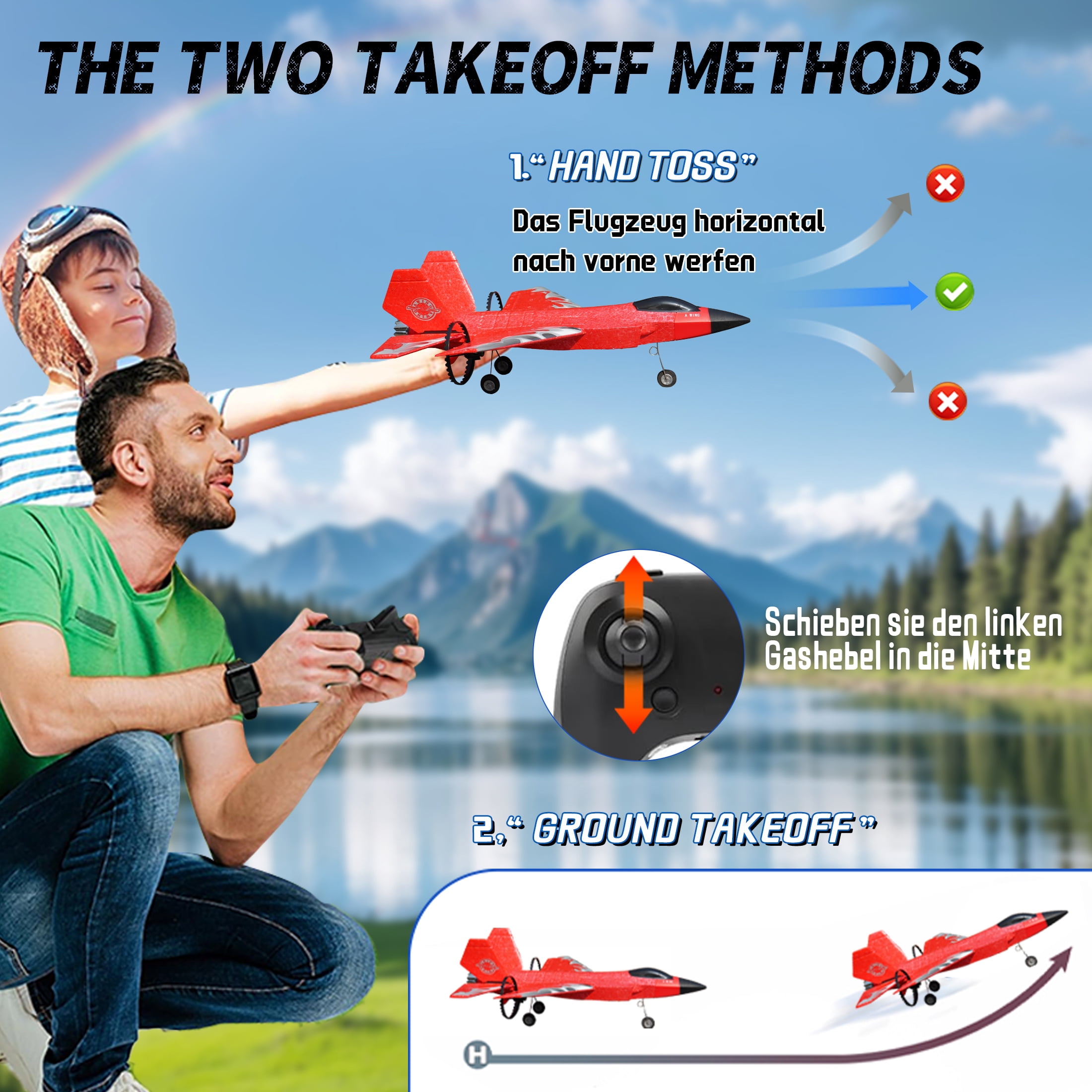 NautyDaddy RC Airplane for Kids & Beginners – F39 Remote Control Foam Glider with 6-Axis Gyro, 2 Take-Off Modes, EPP Material, Complete Flying Set with Battery & Spare Parts