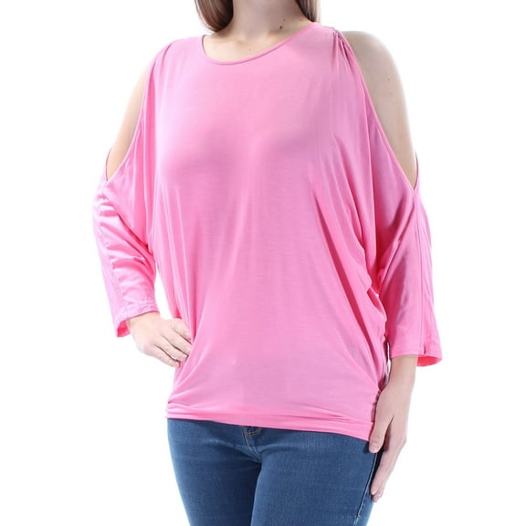 Ralph Lauren Womens Pink Cut Out  Sheer 3/4 Sleeve Jewel Neck Top  Size: S