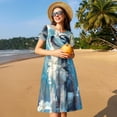 thumbnail image 4 of Naloa Cloud Sunshine Puppy Print Womens Summer A-Line Dress with Pockets,Short Sleeve Dresses,Flowy Beach Swing Dress for Vacation Travel, 4 of 6