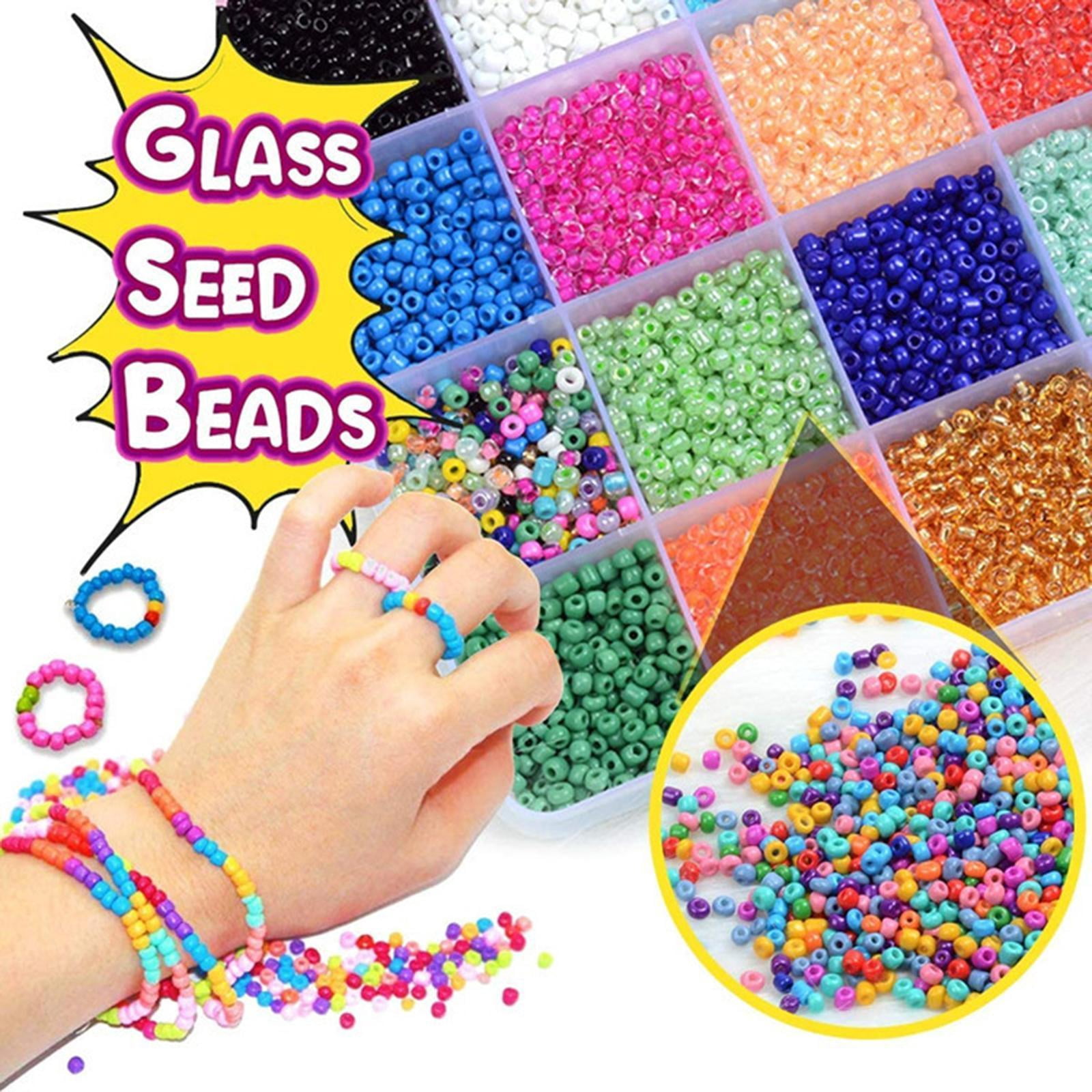 Milageto Round Glass Seed Beads Spacer Letter Bead Scissors Elastic Strings DIY Bracelets Necklace Jewelry Making Handmade Earring Finding Supplies