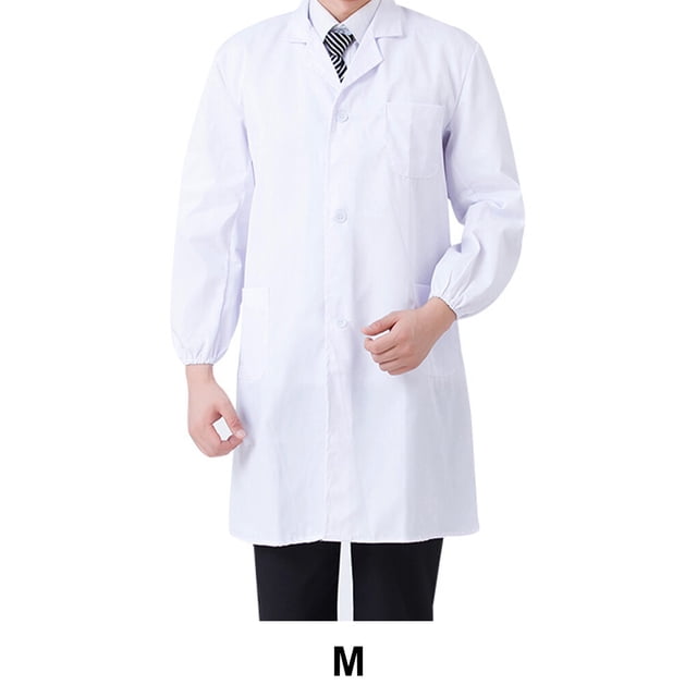 Laboratory Coat Buttons Multi Pocket Short Sleeve Pet Shop School Factory Work Clothes Internship Section Beautician Use Long Sleeve M