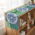 thumbnail image 6 of Blue Floral Pattern 36 Inch Table Runner, Vintage Green Teal Ombre Farmhouse Dresser Scarf Cotton & Linen Tablerunner for Dining/Kitchen Island/Holiday Party Décor Small 13" x 36", 6 of 9