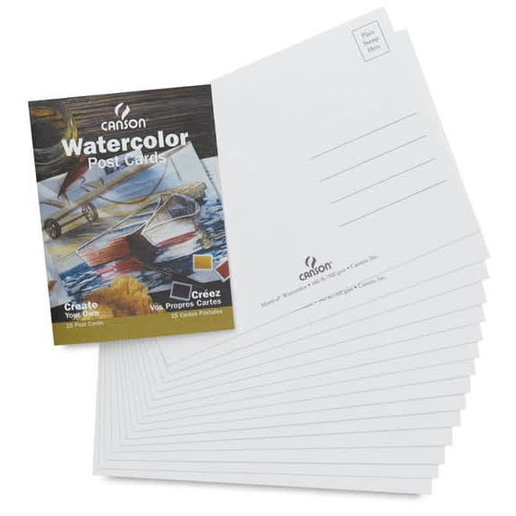 Canson Blank Watercolor Postcards - 140 lb, Pkg of 15