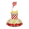 thumbnail image 2 of Yruioon Girls Christmas Ballet Dance Dress Xmas Santa Figure Ice Skating Costume Striped Leotard Red 4, 2 of 7