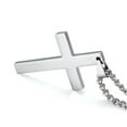 thumbnail image 3 of Collar con colgante de cruz de acero de titanio simple, regalo para mujer y hombre (plata, con cadena)., 3 of 7