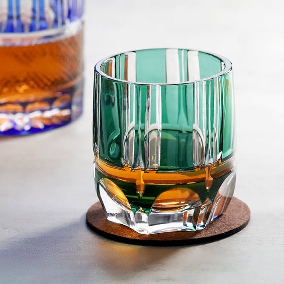 Edo Kiriko 250ml Blue Glass Tumbler Hand-Cut Clear Japanese Design Whiskey and Beer Glass for Cold Drinks Wine Glass Cups