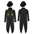 thumbnail image 6 of YiZYiF   Boys Vintage Medieval Steampunk Tailcoat Jacket Gothic Victorian Renaissance Frock Coat with Hat Black 16, 6 of 7