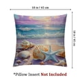 thumbnail image 4 of Acheng Ocean Square Cushion with Zipper Coastal Tropical Graphic Sunset Beachy Landscape with Seashell Starfish and Sea Waves Blue Purple Decorative Washable Sofa Bed Pillow Covers Set of 2 22x22in, 4 of 7